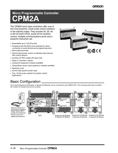 Omron CPM2A Micro Programmable Controller Manual - cover page