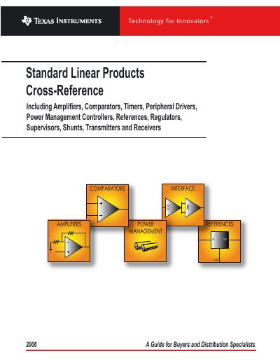 Texas Instruments 2006 Standard Linear Products Cross-Reference Guide - cover page