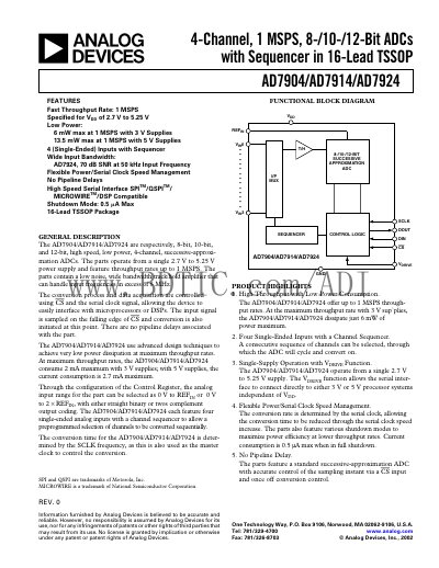 Analog Devices AD7904/AD7914/AD7924 Datasheet - cover page