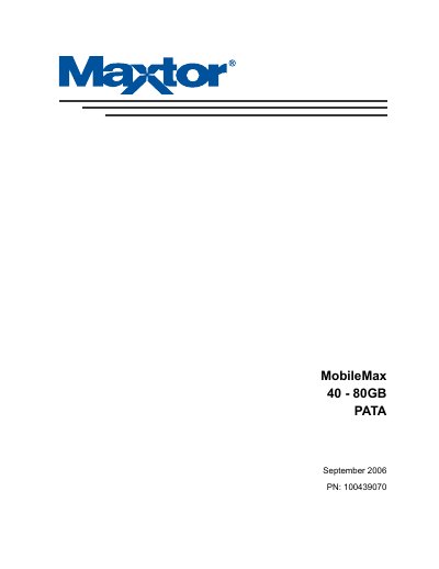 Maxtor MobileMax 40-80GB PATA Product Manual - cover page