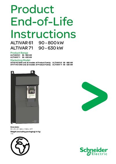 Schneider Electric Altivar61/71 End-of-Life Instructions - cover page