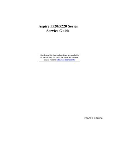 Acer Aspire 5520/5220 Series Service Manual - cover page