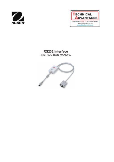 OHAUS RS232 Interface Instruction Manual - cover page