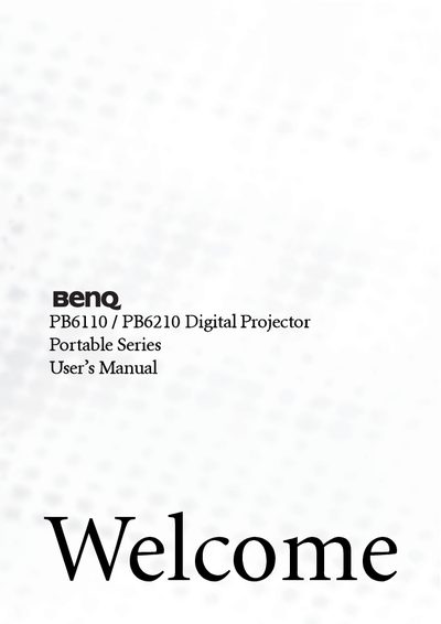 BenQ PB6110 PB6210 Digital Projector User Manual - cover page