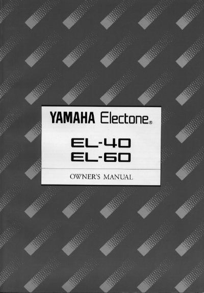 Yamaha EL-40/60 Electone Owner's Manual - cover page