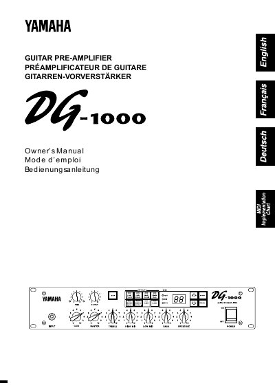 Yamaha DG-1000 Guitar Pre-Amplifier Owner's Manual - cover page