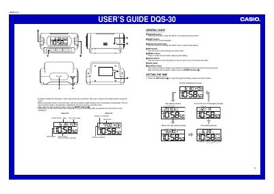 Casio DQS-30 Digital Clock User's Guide - cover page