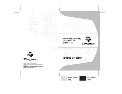 Targus PA410U-10 Notebook Security DEFCON CL Combo Cable Lock User Guide