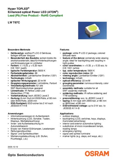 OSRAM LW T67C LED Datasheet