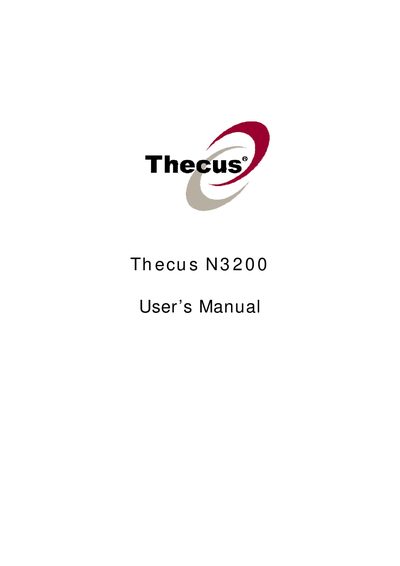 Thecus N3200 Network Storage Appliance User Manual