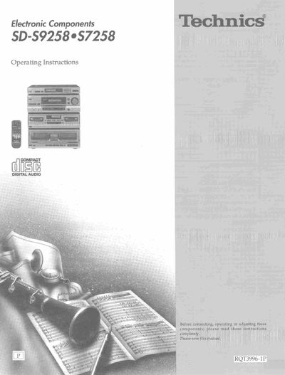 Technics SD-S9258/S7258 Digital Audio Operating Instructions - cover page