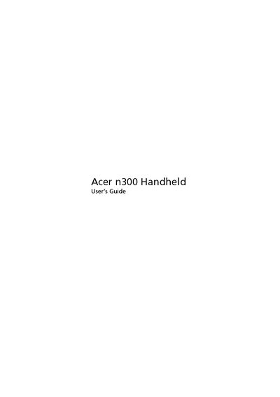 Acer n300 Handheld User Manual - cover page