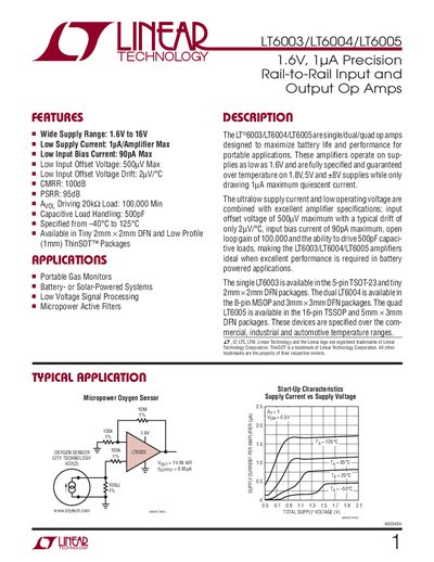 Linear Technology LT6003/LT6004/LT6005 Datasheet - cover page