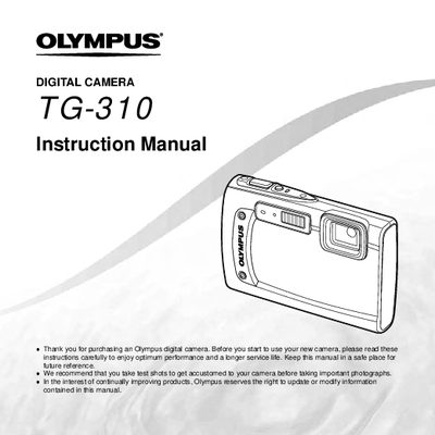 Olympus TG-310 Digital Camera Instruction Manual - cover page