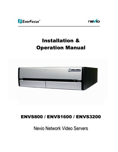 EverFocus ENVS800/ENVS1600/ENVS3200 installation Manual - cover page
