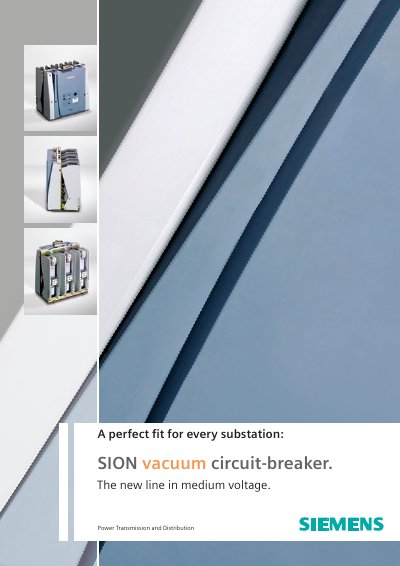 Siemens SION Vacuum Circuit-Breaker Product Brochure - cover page