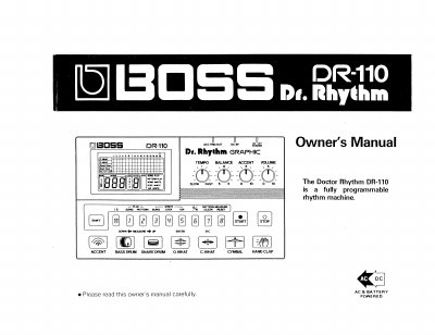 BOSS DR-110 Rhythm Machine Owner's Manual - cover page