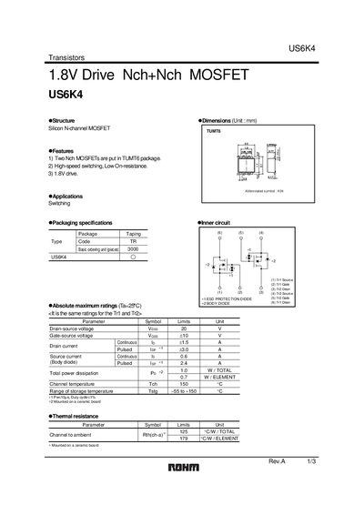 ROHM US6K4 Datasheet - cover page