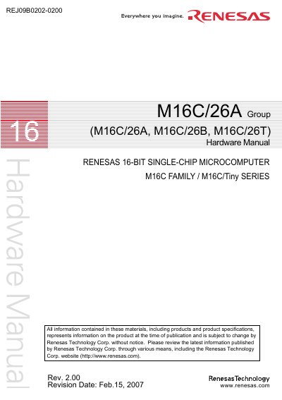 RENESAS M16C/26A M16C/26B M16C/26T solutions manual - cover page