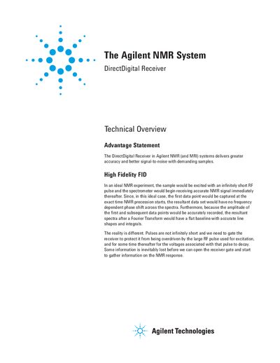 Agilent NMR System DirectDigital Receiver Technical Overview - cover page