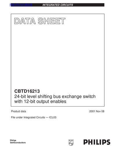PHILIPS CBTD16213 24-bit level shifting bus exchange switch with 12-bit output enables handbook  - cover page