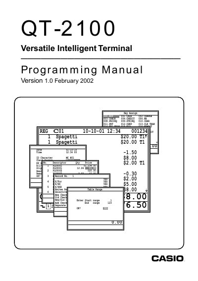 Casio QT-2100 Programming Manual - cover page