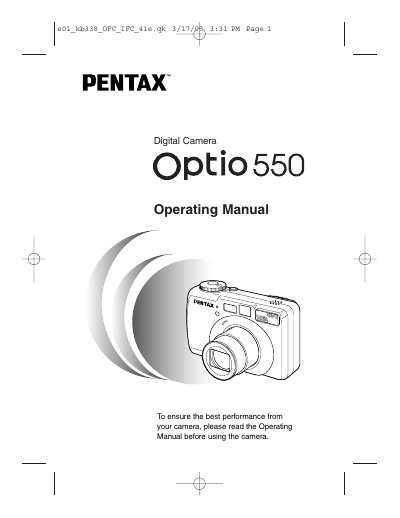 pentax digital option550 operation manual - cover page