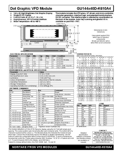 Noritake Itron GU144x40D-K610A4 User Manual - cover page