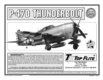 Top Flite P-47D Thunderbolt P476P03 V2.1 Assembly Manual - cover page