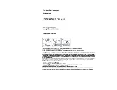 Philips SHM6105 PC Headset User Guide - cover page