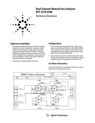 Agilent SP1 Dual Channel Natural Gas Analyzer Product Leaflet - cover page