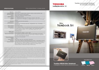 Toshiba NB200 Mini Notebook User Manual - cover page