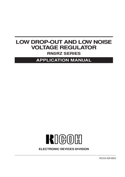 Ricoh RN5RZ Series Low Drop-Out Voltage Regulator Application Manual - cover page