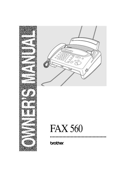 Brother FAX560 Fax Machine Quick-Start Manual - cover page