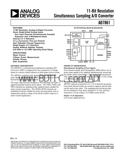Analog Devices AD7861 Datasheet - cover page