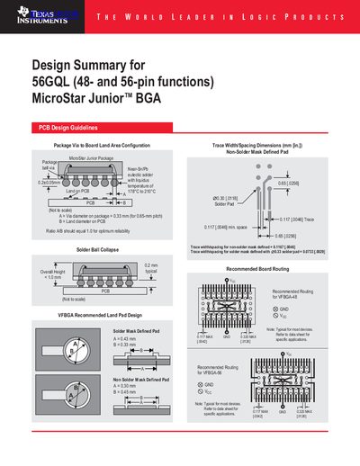 Texas Instruments 56GQL MicroStar Junior BGA PCB Design Guidelines Datasheet - cover page