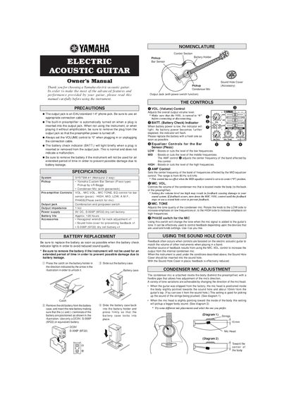 Yamaha SYSTEM-41 Electric-Acoustic Guitar Owner's Manual - cover page