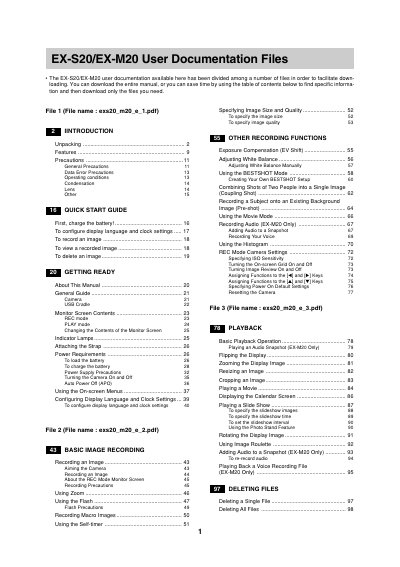 EGE EX-S20/EX-M20 Digital Camera User Documentation Files - cover page
