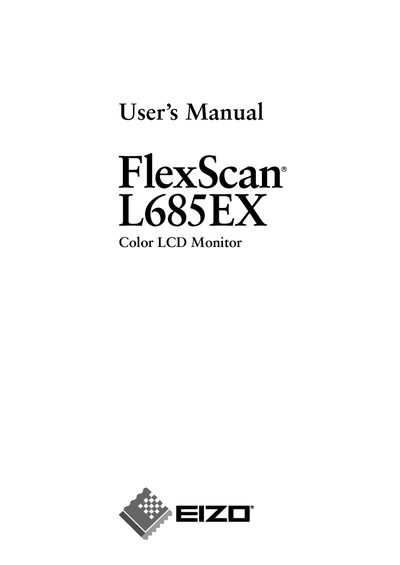 EIZO FlexScan L685EX Monitor User Manual - cover page