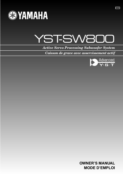 YAMAHA YST-SW800 user manual - cover page