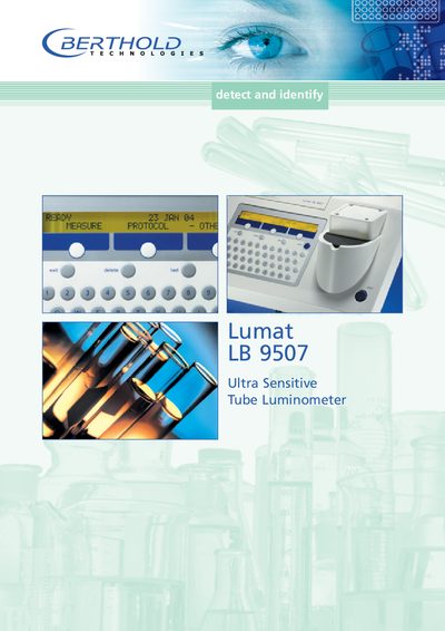 Berthold LB 9507 Tube Luminometer Datasheet - cover page