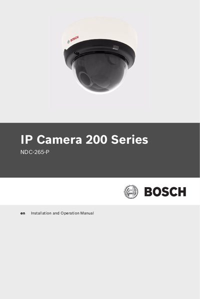 bosch IP Camera 200 Series NDC-265-P Installation Operation Manual - cover page