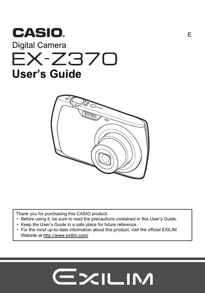 casio digital camera EX-Z370 User s Guide
