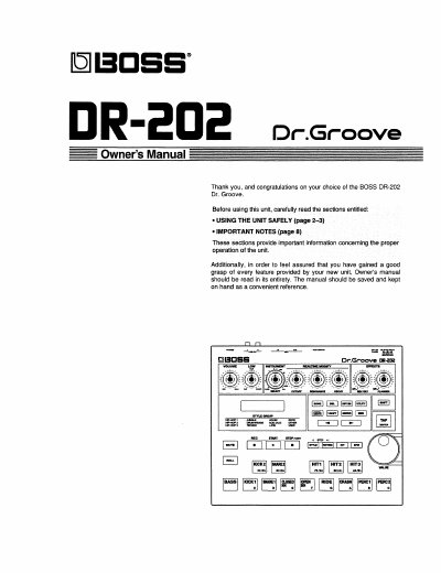 BOSS DR-202 Dr. Groove Owner's Manual - cover page