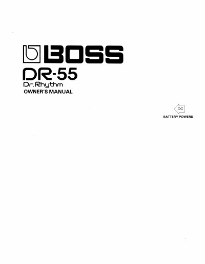 Roland DR-55 Rhythm Machine Owner's Manual - cover page