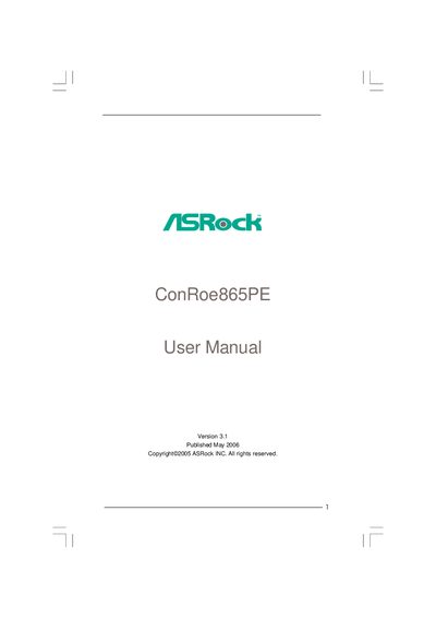 ASRock ConRoe865PE User Manual - cover page