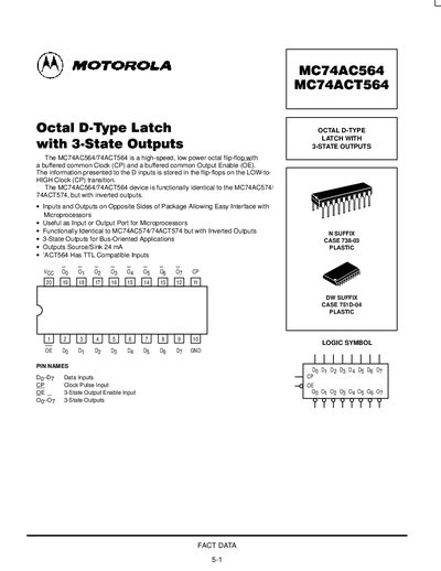 Motorola MC74AC564/MC74ACT564 Datasheet - cover page