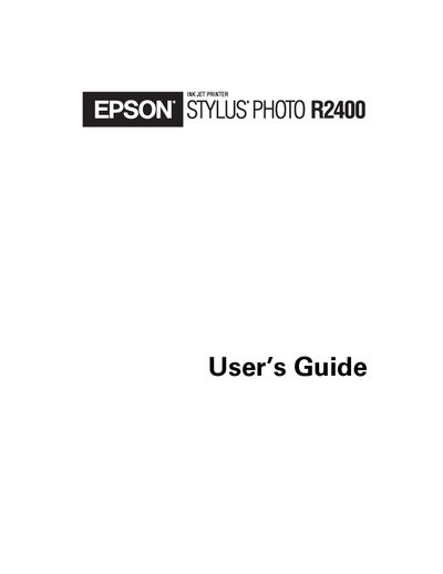 Epson Stylus Photo R2400 User Guide - cover page