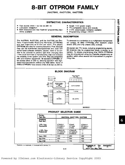 AMD Am2764A/Am27128A/Am27256 8‑Bit OTPROM Family Handbook - cover page