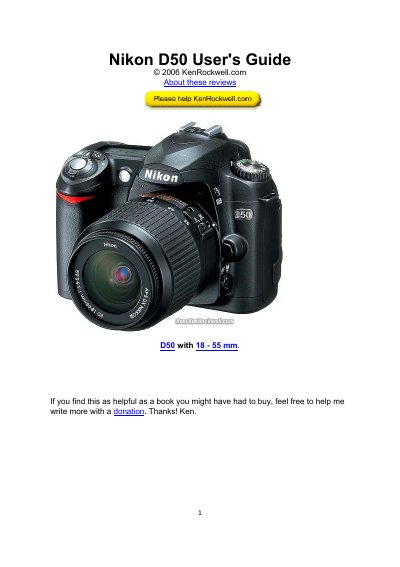 Nikon D50 User Manual - cover page